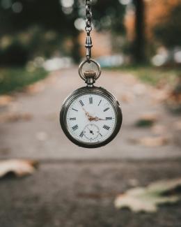 pocket watch at 3:55 by Andrik Langfield courtesy of Unsplash.